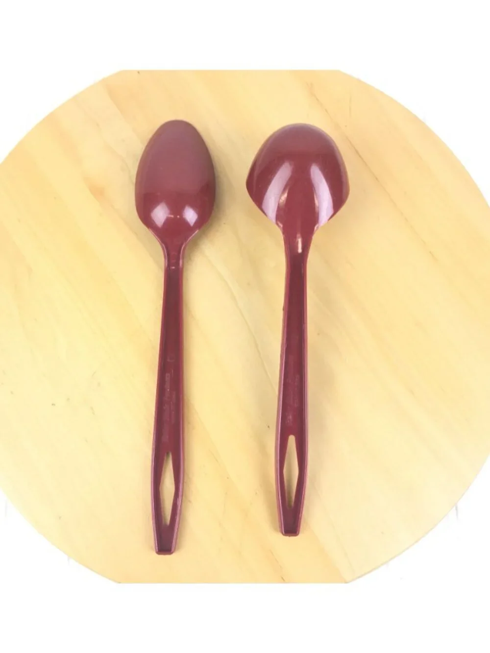 Vintage Tailor Made Serving Spoon and Ladle Set  Burgundy Lot of 2 Utensils